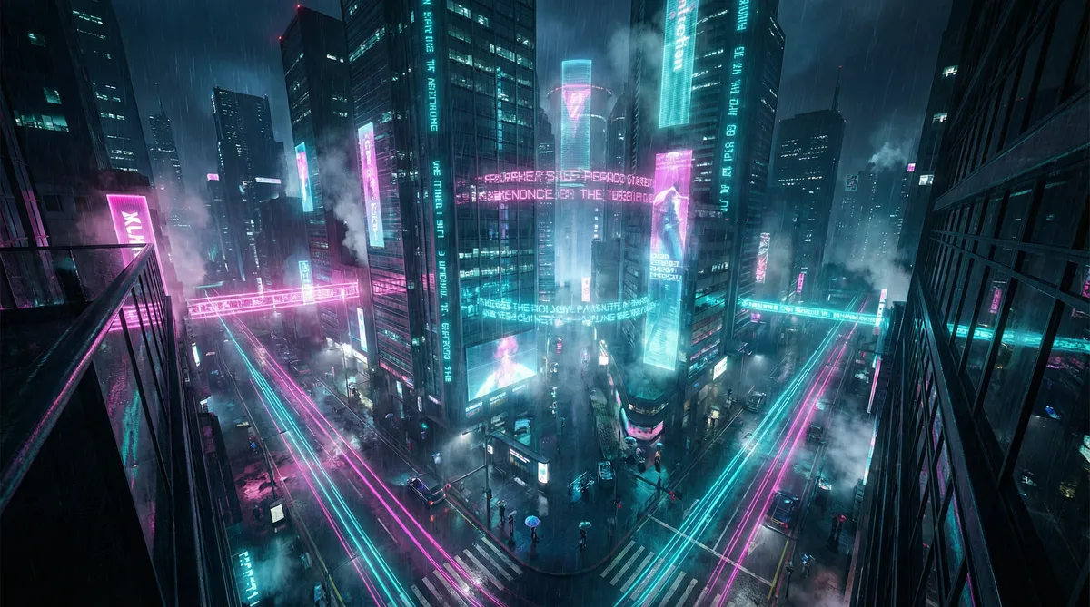 大地影院免费观看视频 竖屏短剧平台首页背景 - 赛博朋克都市夜景
